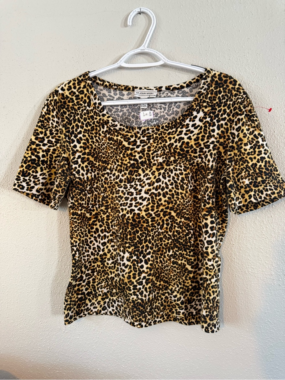 St. John Sport Women's Leopard Print Short Sleeve Top - Brown/Black